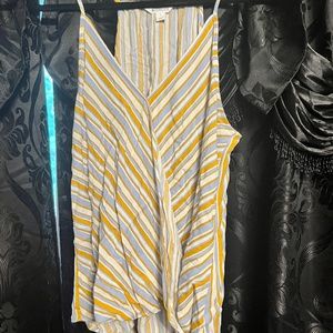 Grey and Yellow striped tank blouse size Large